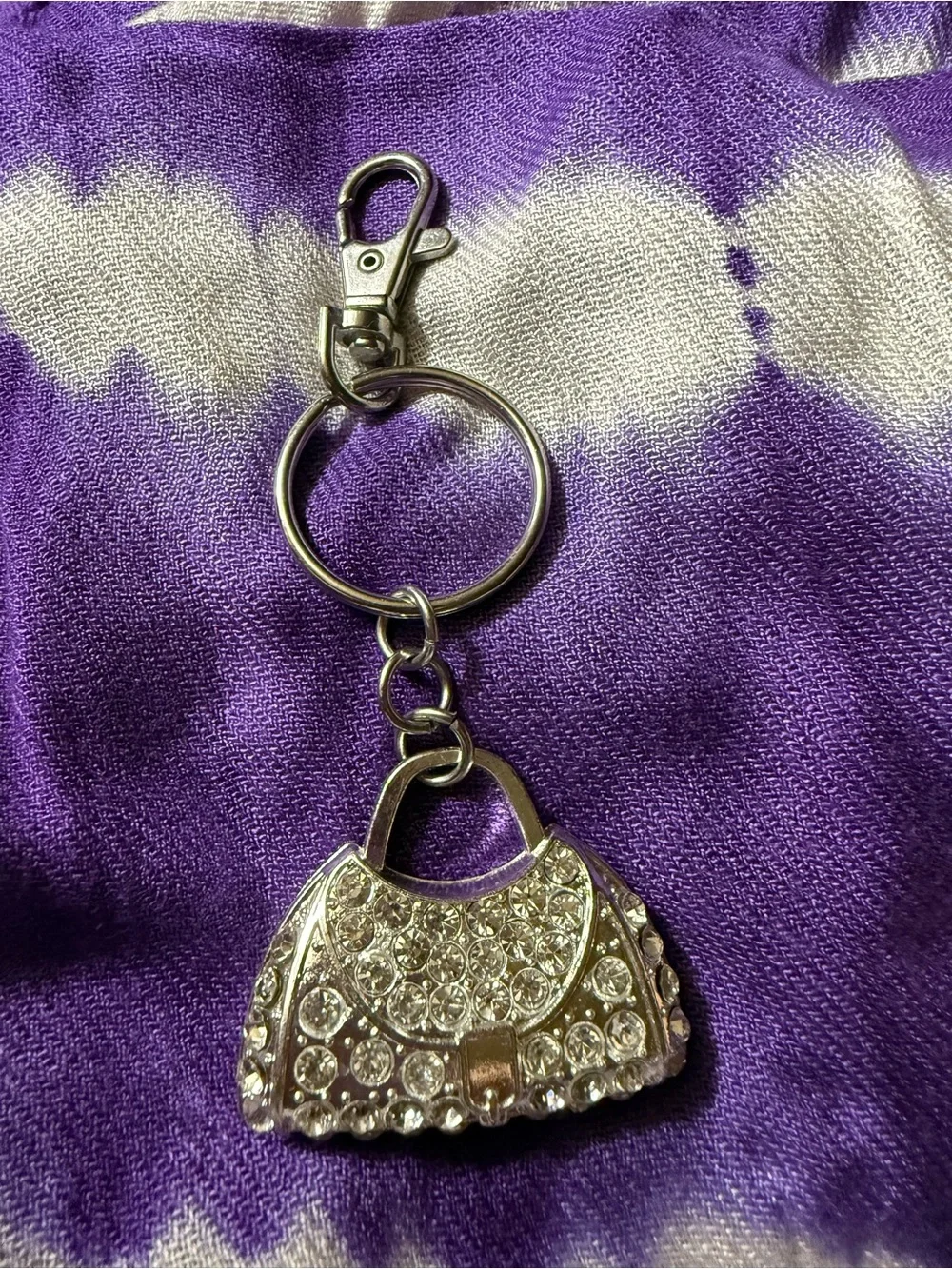 Crystal Pavé Purse Keychain - Silver